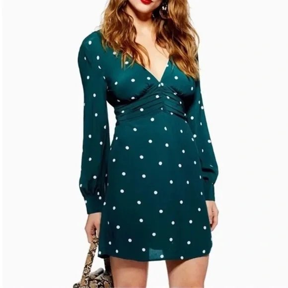 Topshop | Dresses | Topshop Polka Dot Ruched Green White Mini Dress Sz 4 | Poshmark Topshop | Dresses | Topshop Polka Dot Ruched Green White Mini Dress Sz 4 | Poshmark